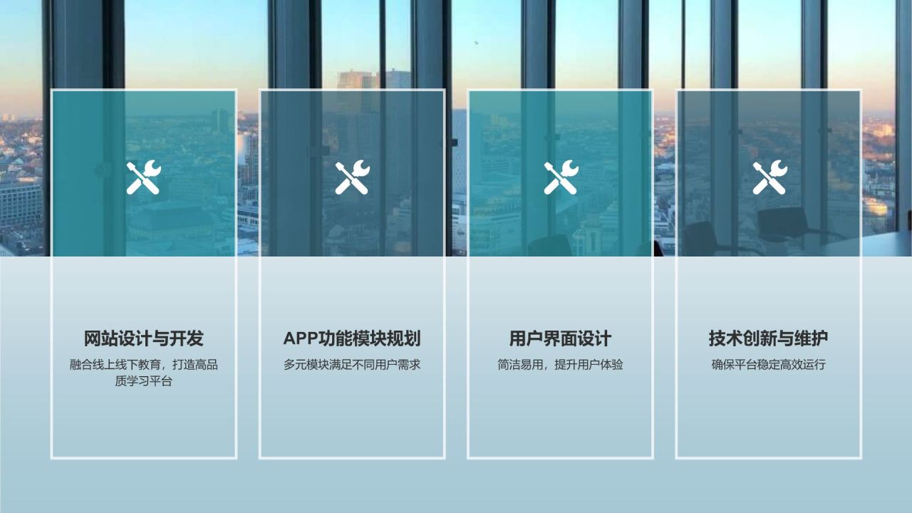 蓝色商务风线上线下融合教育培训商业计划书PPT模板