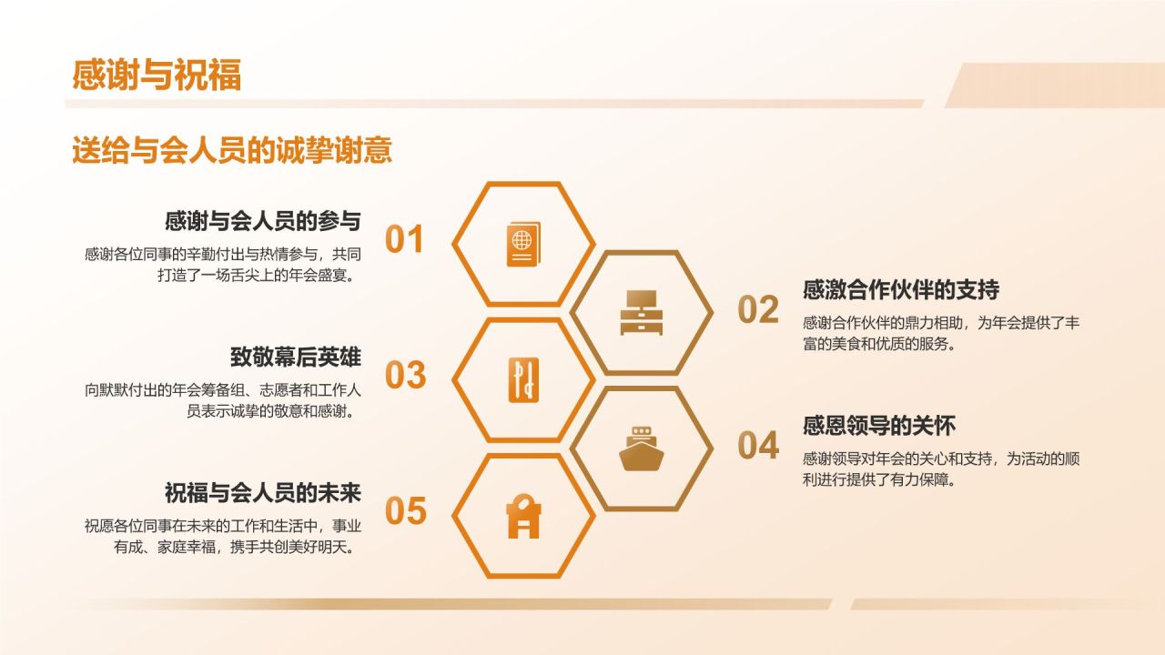 橙色摄影风舌尖上的年会PPT模板