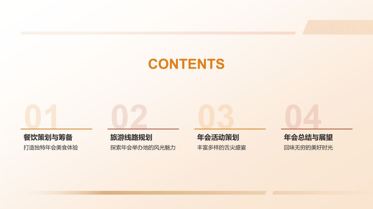 橙色摄影风舌尖上的年会PPT模板
