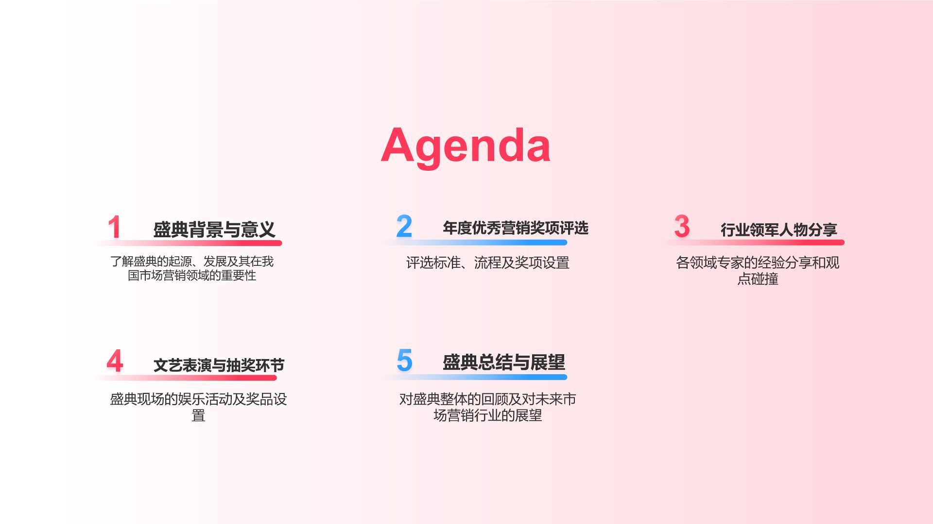 红色渐变风市场营销年度盛典PPT模板