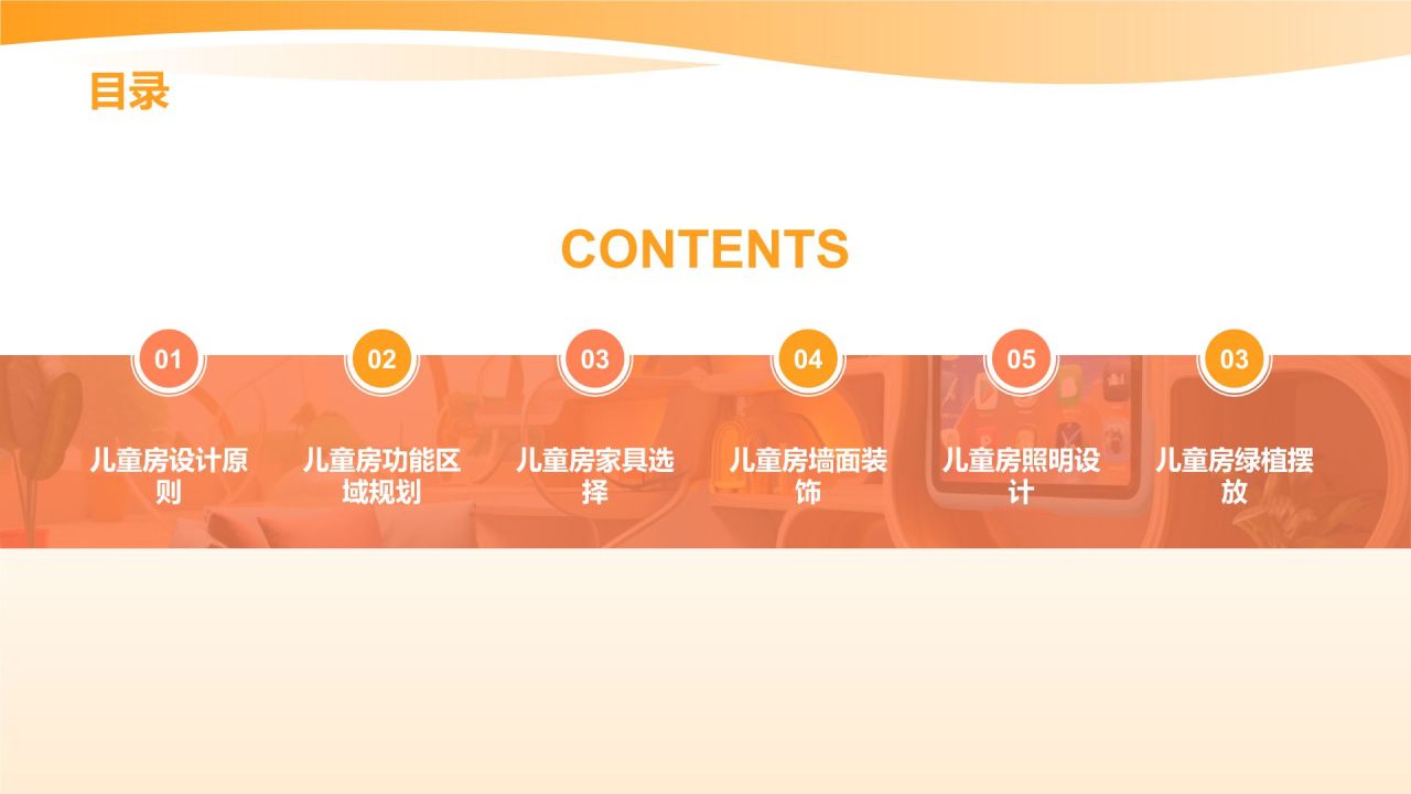 橙色摄影风【儿童房设计宝典】PPT模板