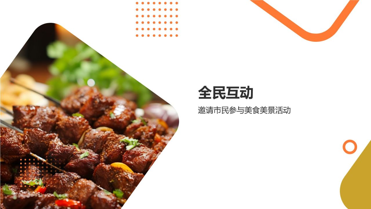 橙色摄影风美食美景共庆PPT模板