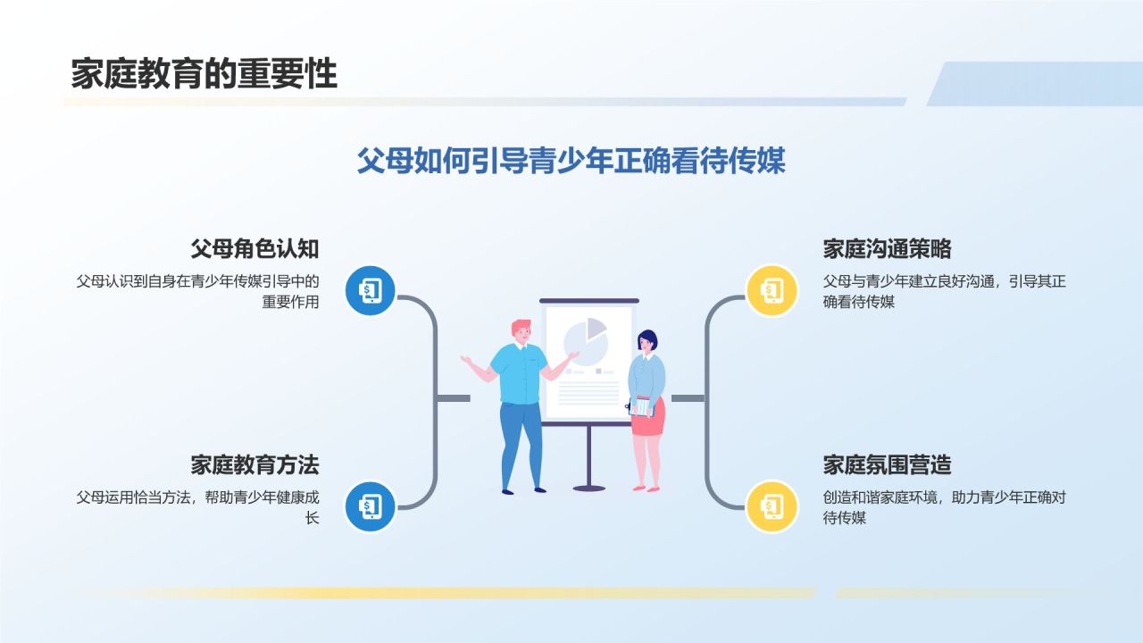 蓝色简约风传媒与青少年成长论坛PPT模板