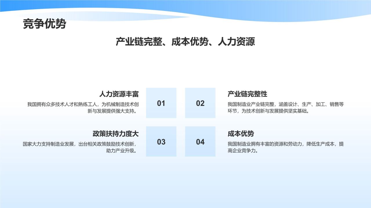 蓝色商务风机械制造技术创新与发展PPT模板