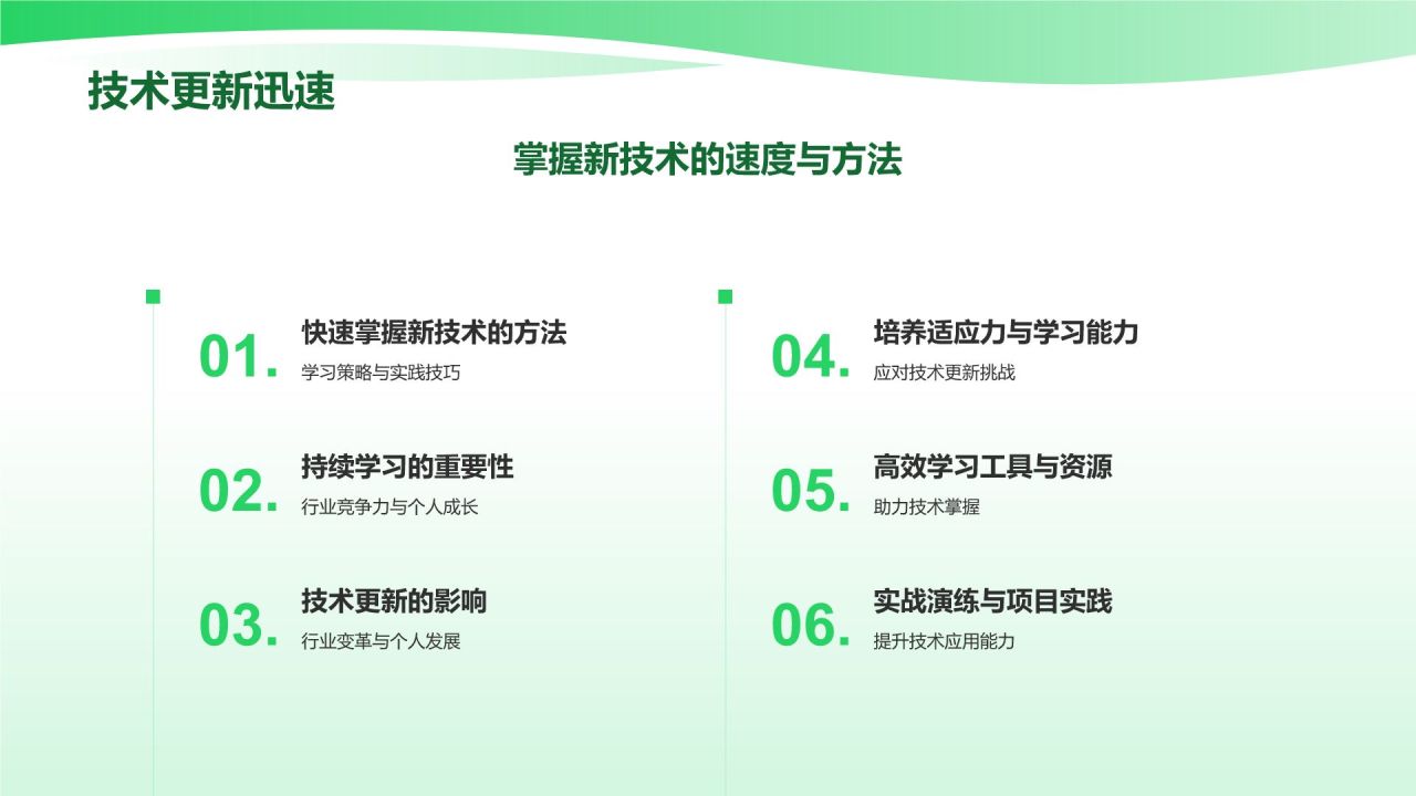 绿色商务风适应力与学习能力PPT模板