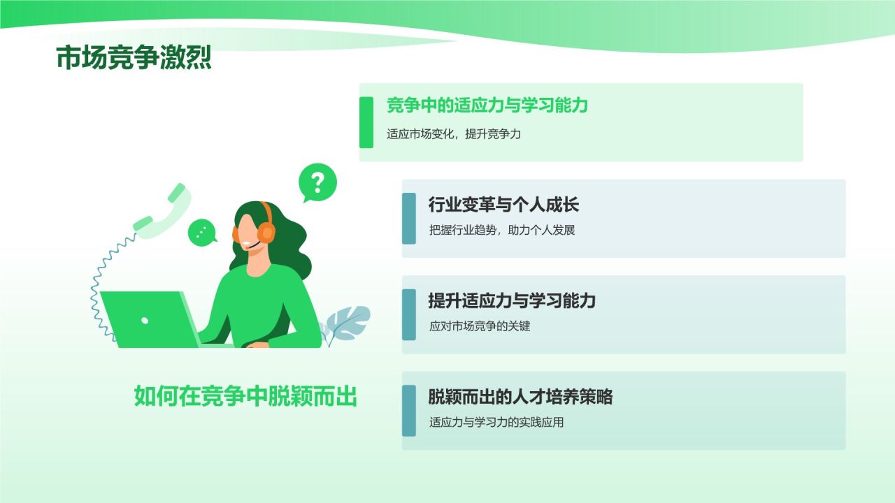 绿色商务风适应力与学习能力PPT模板