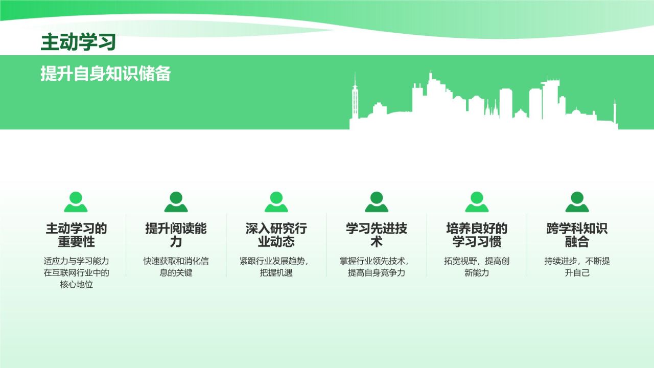 绿色商务风适应力与学习能力PPT模板