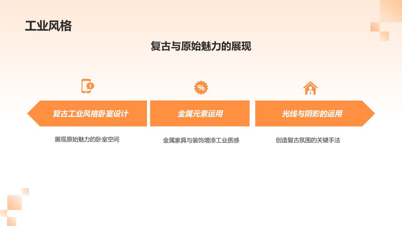 橙色商务风卧室设计手册PPT模板