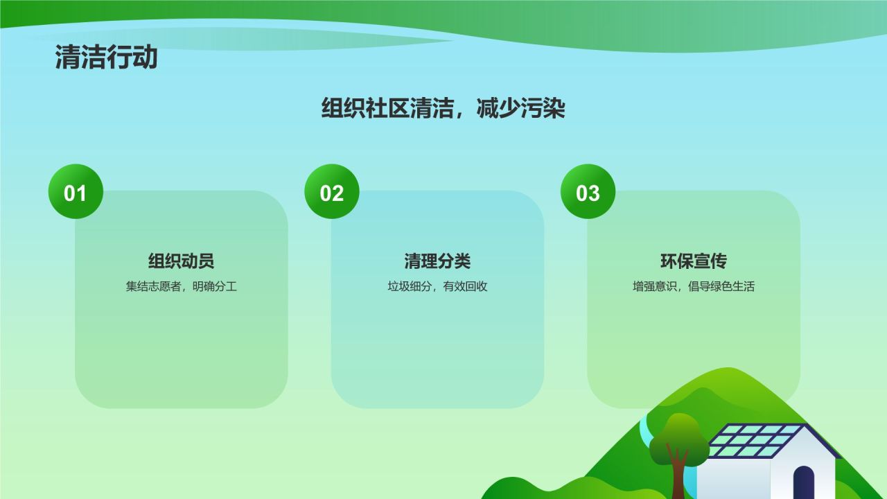 绿色插画风公益服务宣传PPT模板