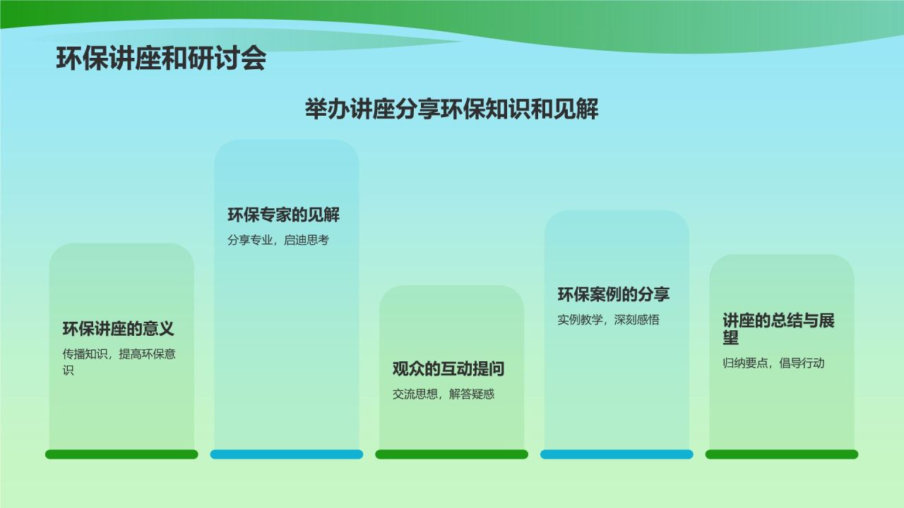 绿色插画风公益服务宣传PPT模板