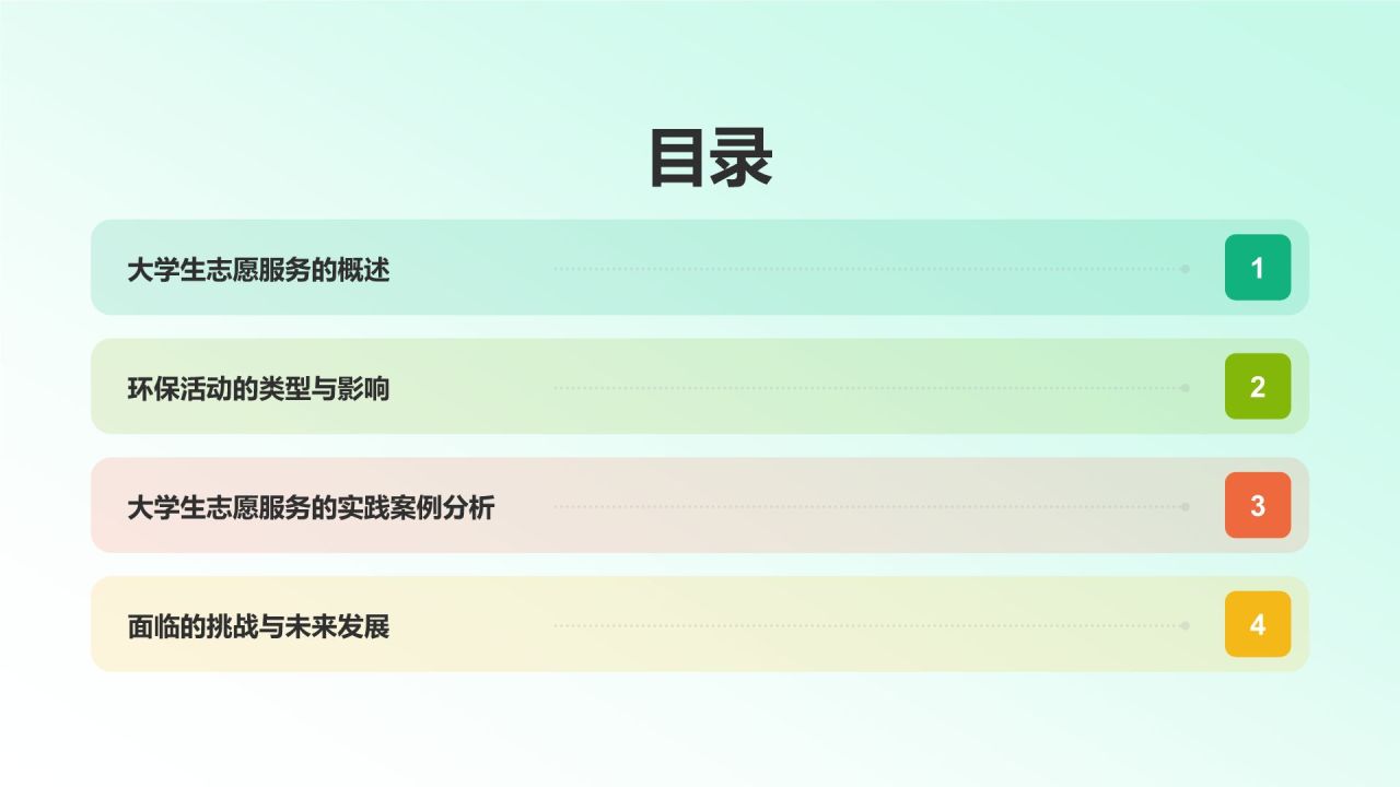 绿色插画风大学生志愿服务PPT模板
