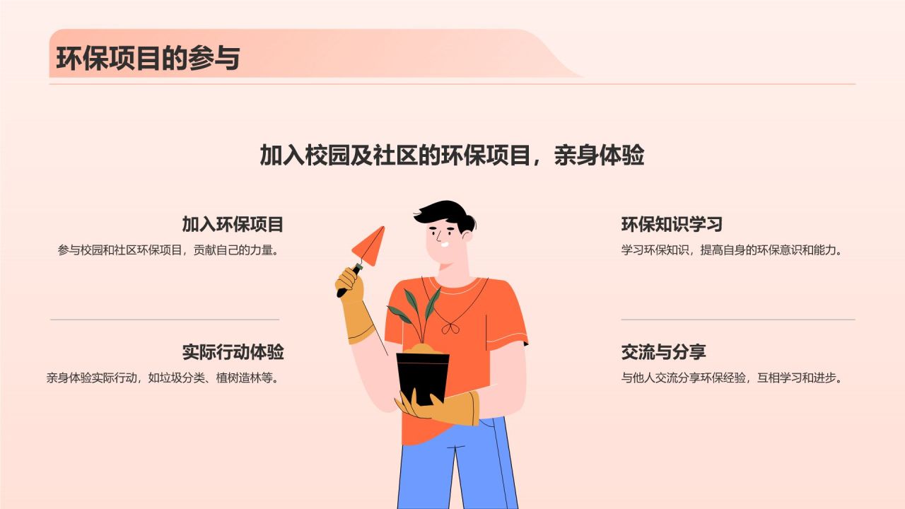 红色插画风大学生志愿服务PPT模板