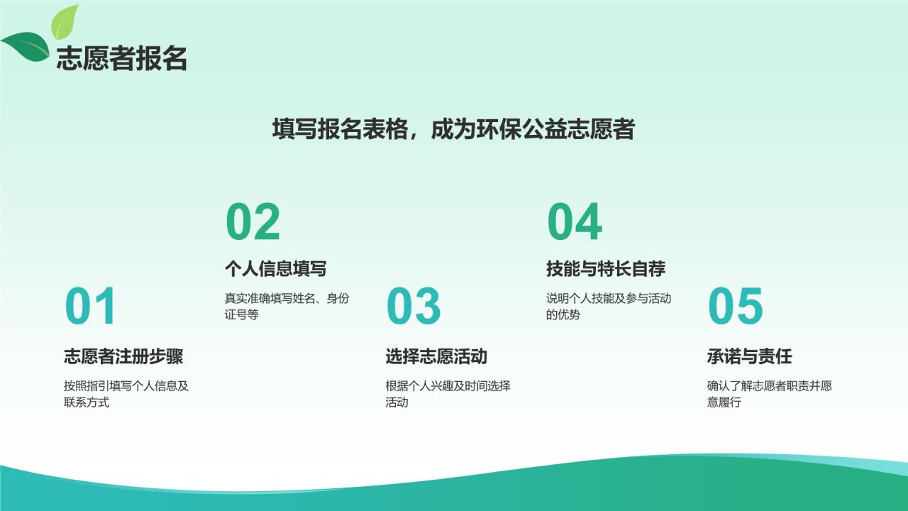 绿色插画风志愿者招募公益宣传PPT模板
