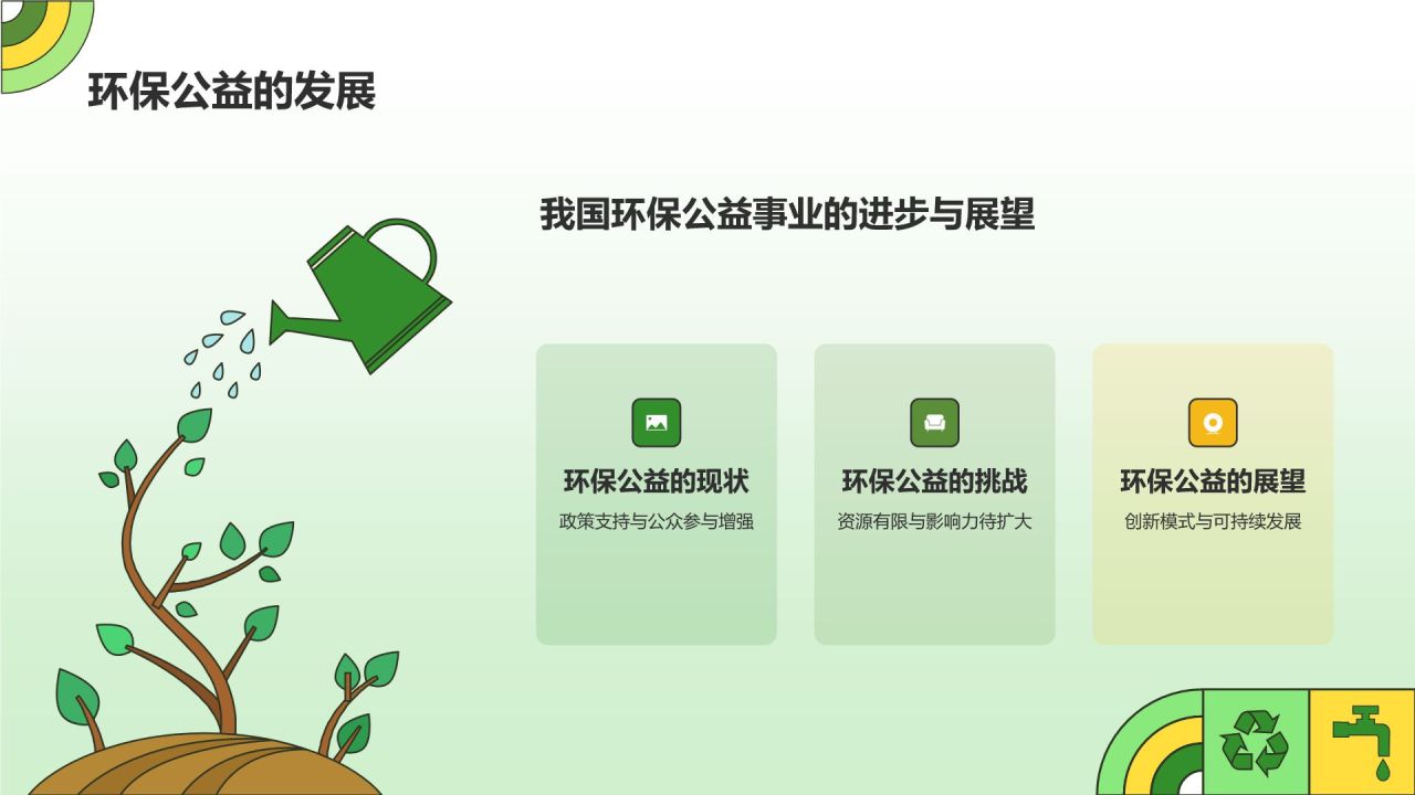 绿色插画风志愿者招募公益宣传PPT模板