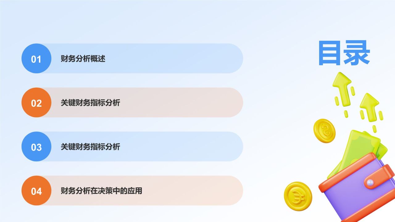 蓝色3D风财务分析报告PPT模板