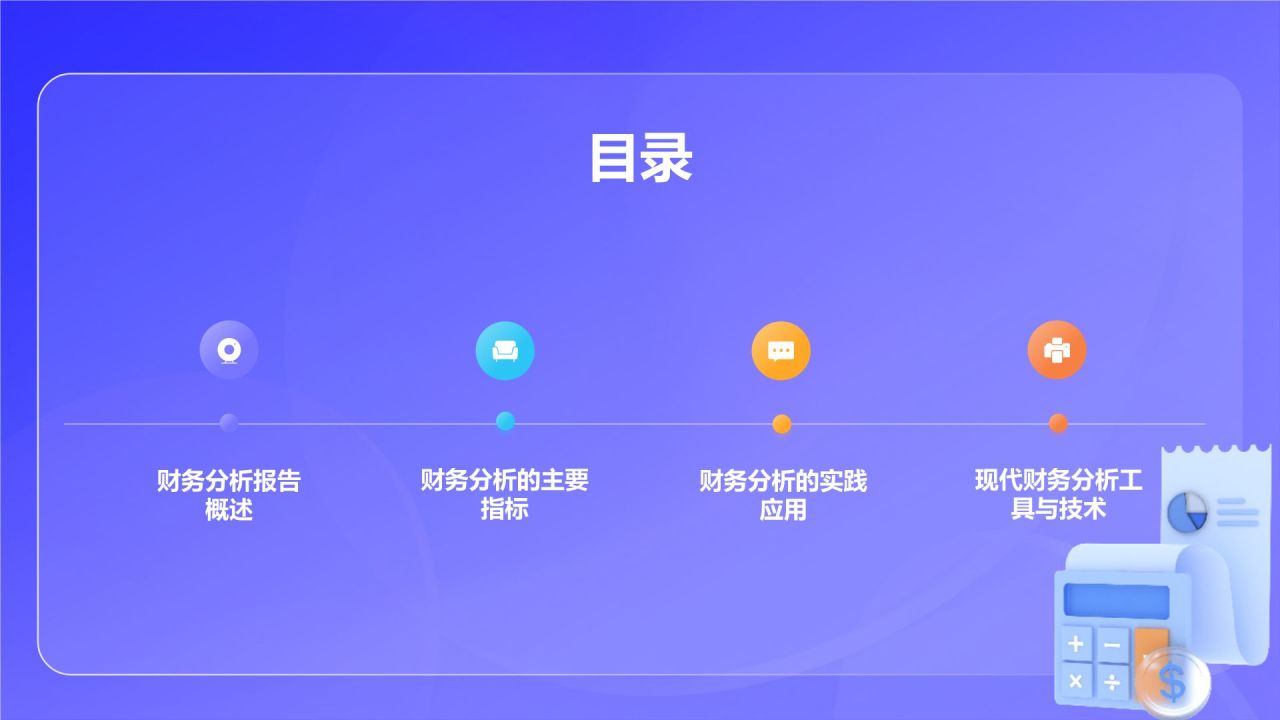 蓝色3D风财务分析报告PPT模板