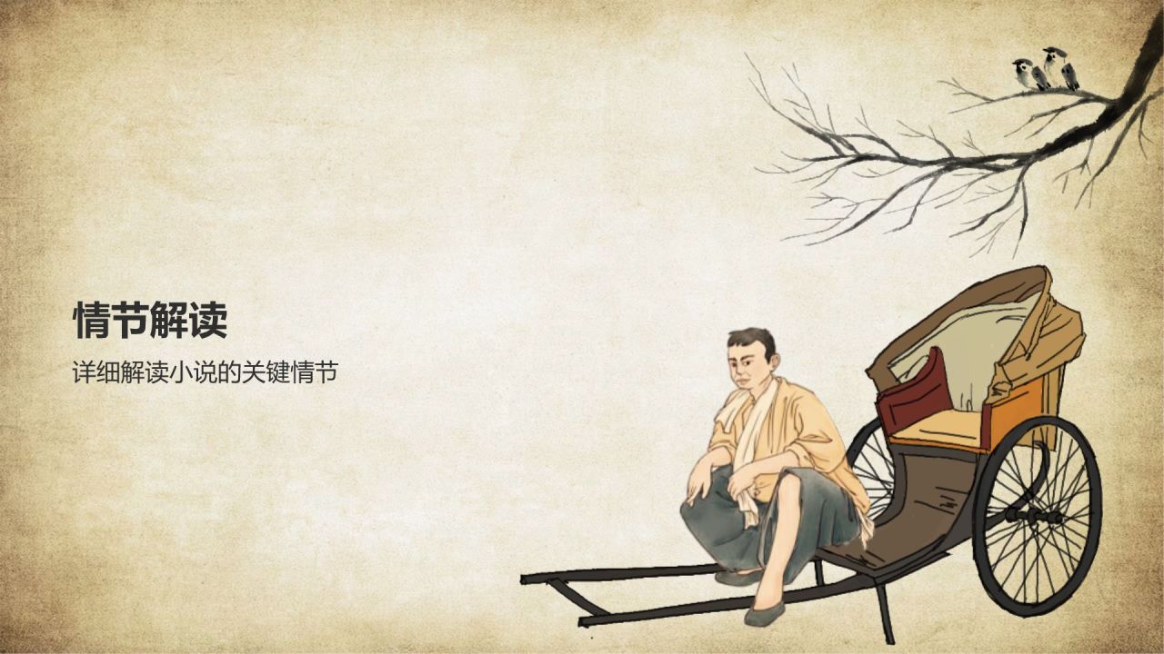 橙色复古风骆驼祥子读书分享PPT模板