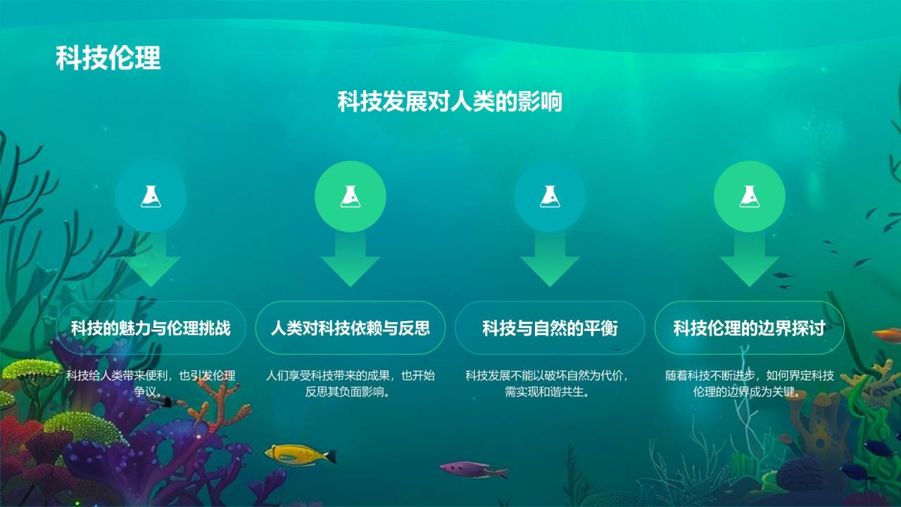 蓝色插画风海底两万里读书分享PPT模板