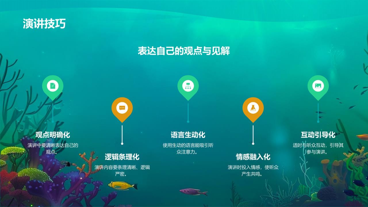 蓝色插画风海底两万里读书分享PPT模板