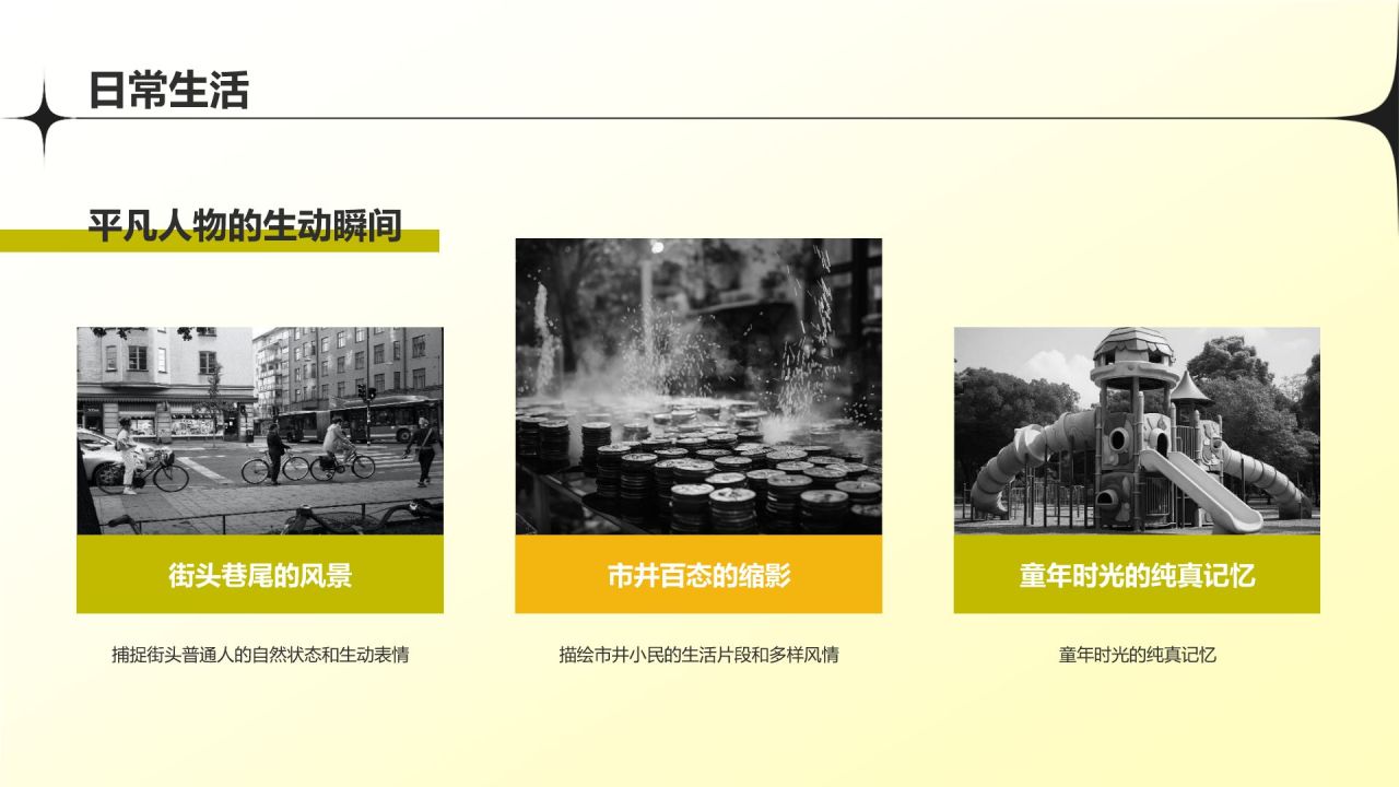 黄色摄影风摄影作品集PPT模板