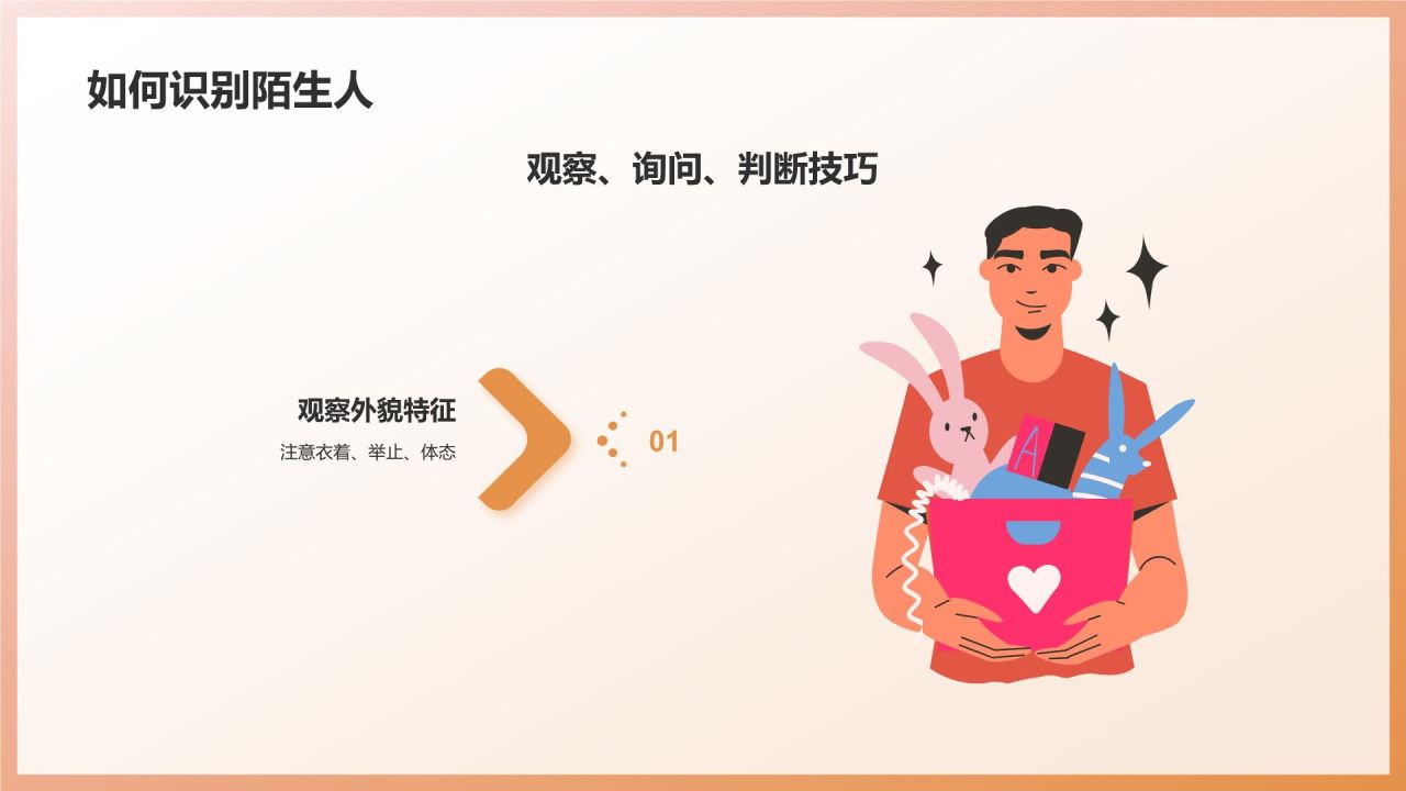 橙色3D风学生防拐骗PPT模板
