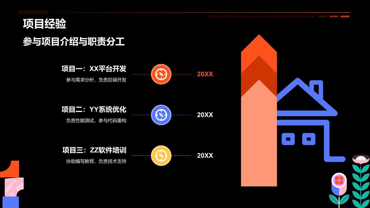红色插画风个人转正答辩PPT模板