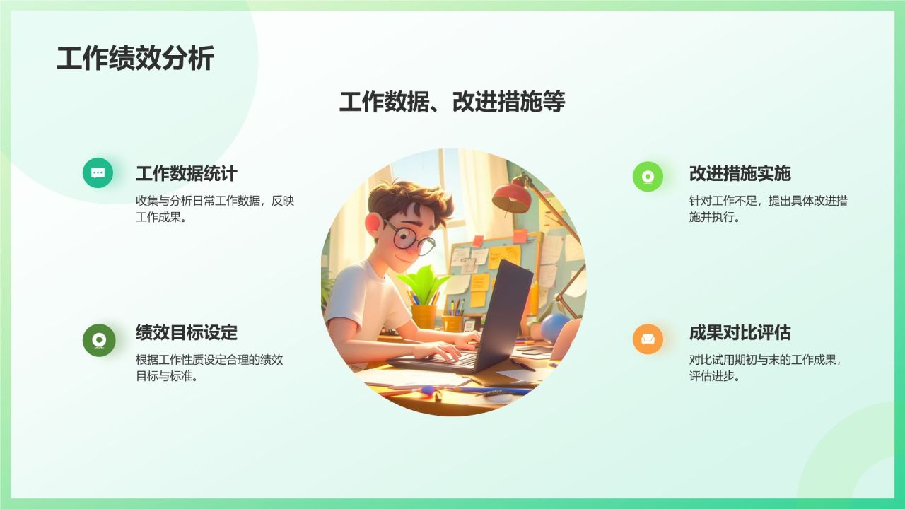 绿色3D风个人转正答辩PPT模板