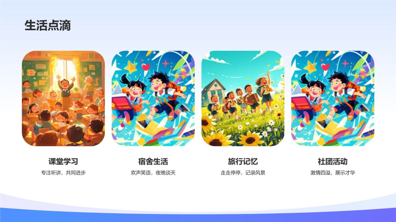 蓝色3D风毕业纪念相册PPT模板