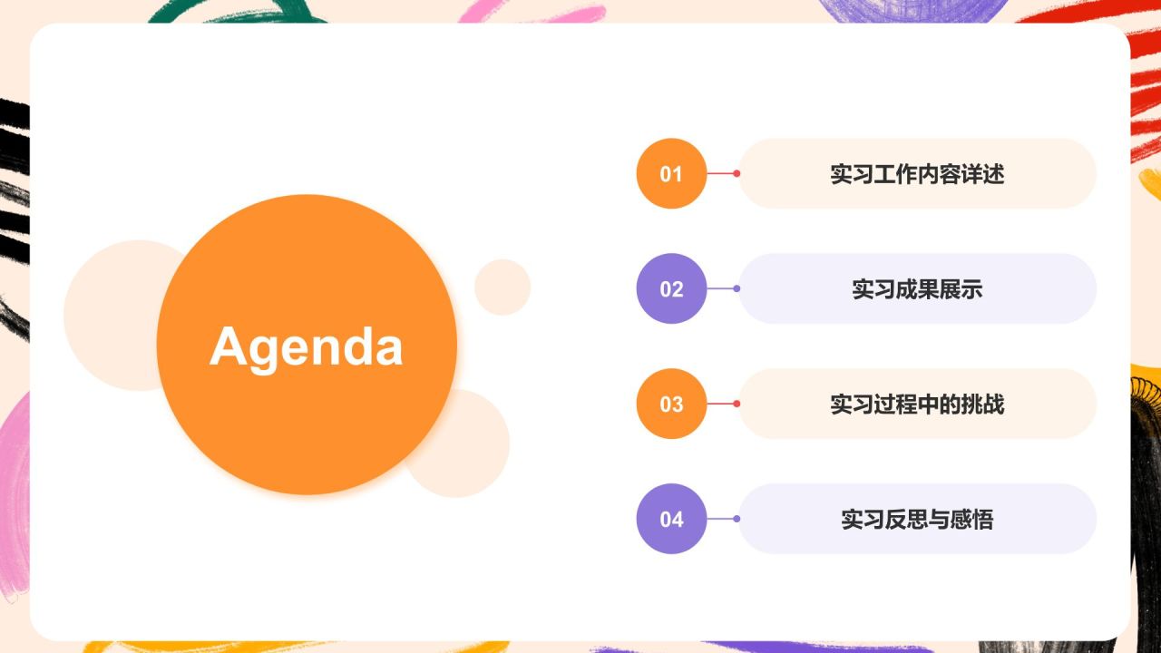 橙色扁平风实习汇报PPT模板