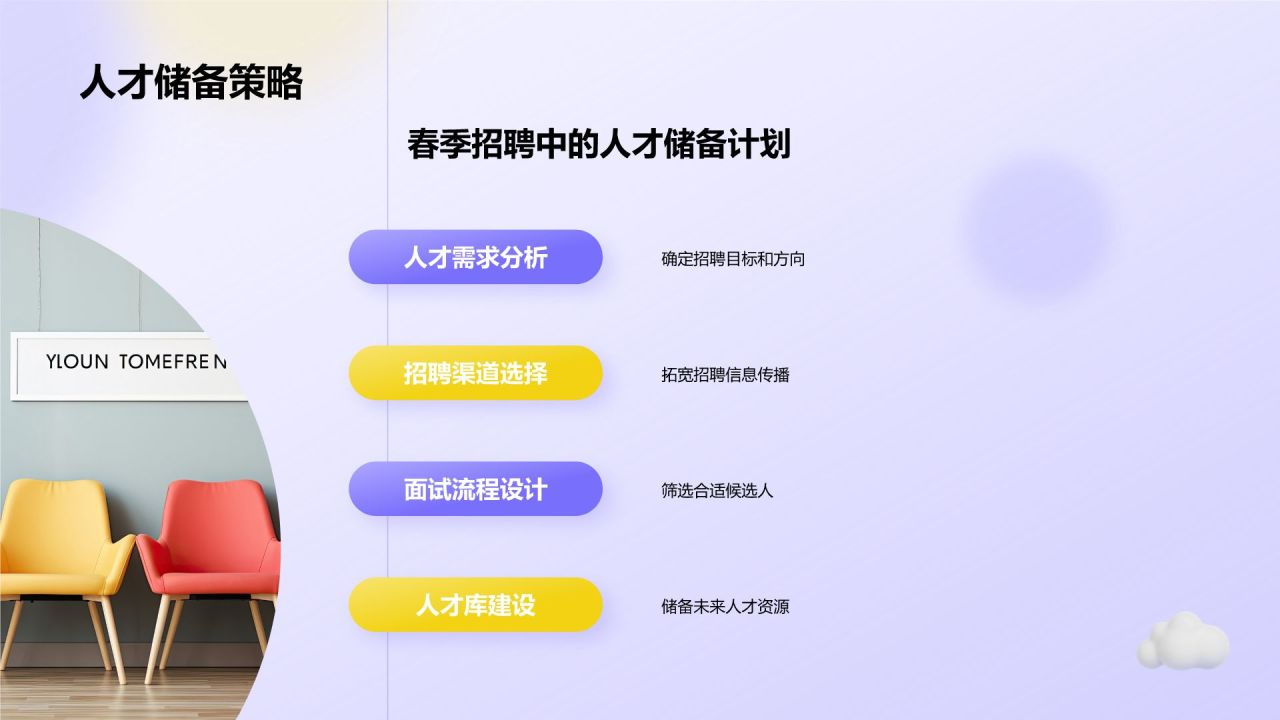 蓝色3D风春季招聘PPT模板