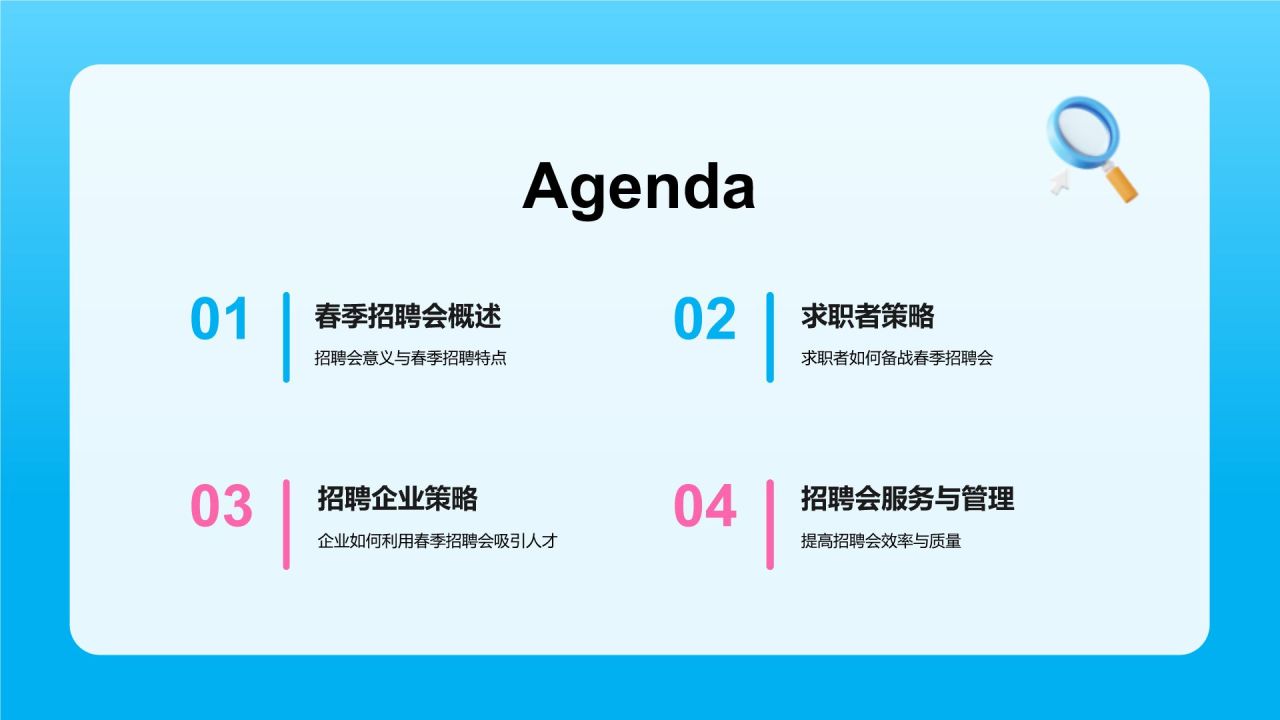 蓝色3D风春季招聘PPT模板