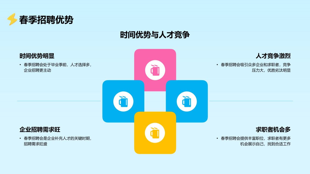 蓝色3D风春季招聘PPT模板