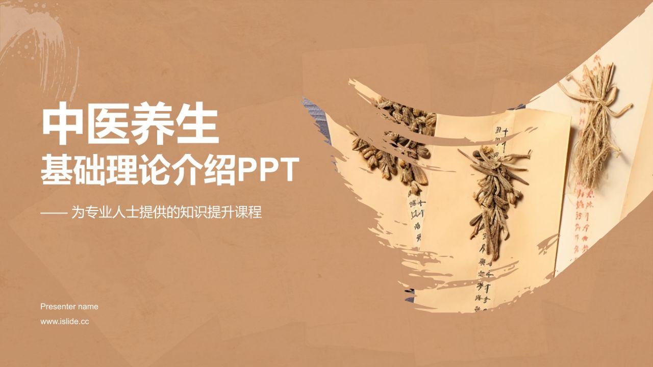 橙色复古风中医养生基础理论介绍PPT模板