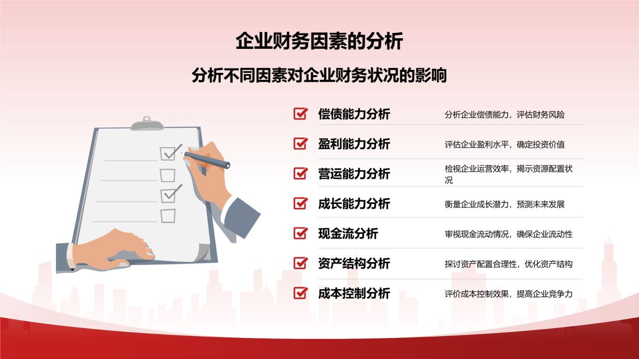 红色商务风财务分析PPT模板