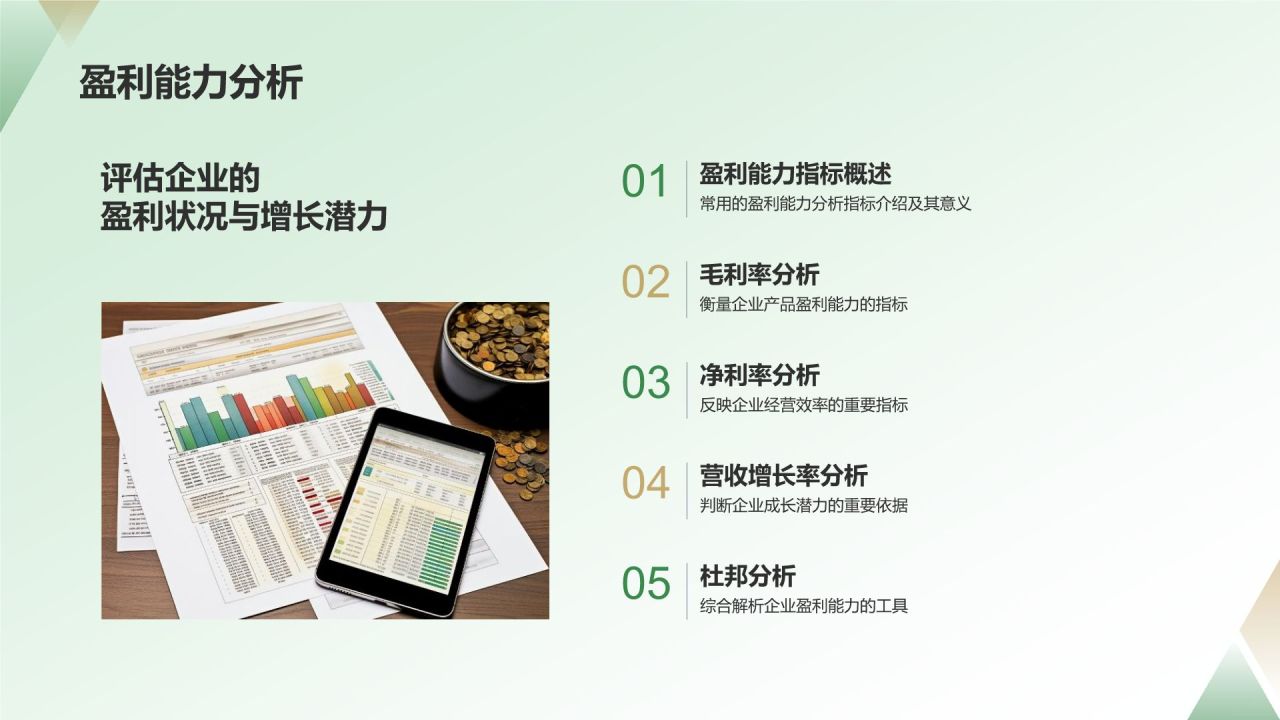 绿色商务风财务分析PPT模板