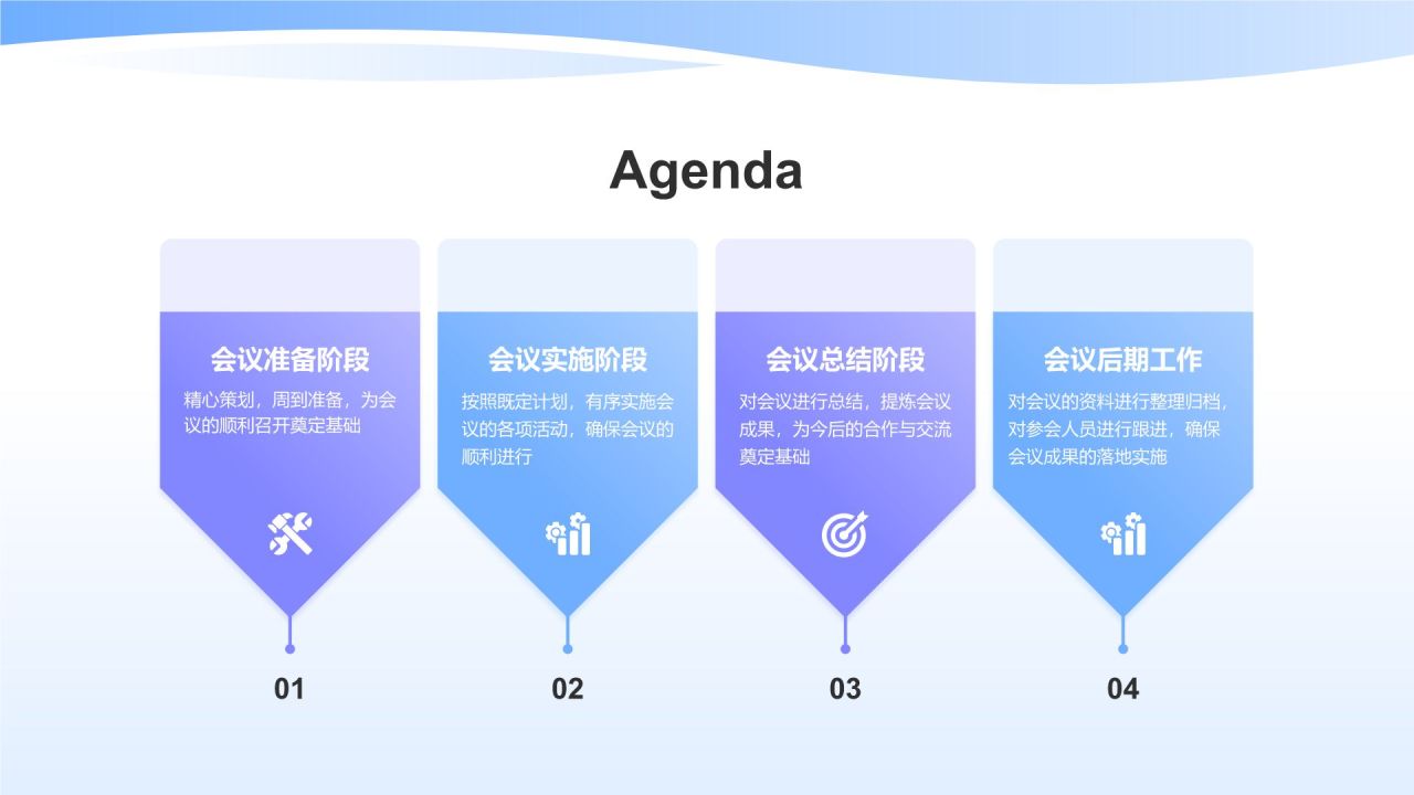 蓝色3D风会议活动流程PPT模板