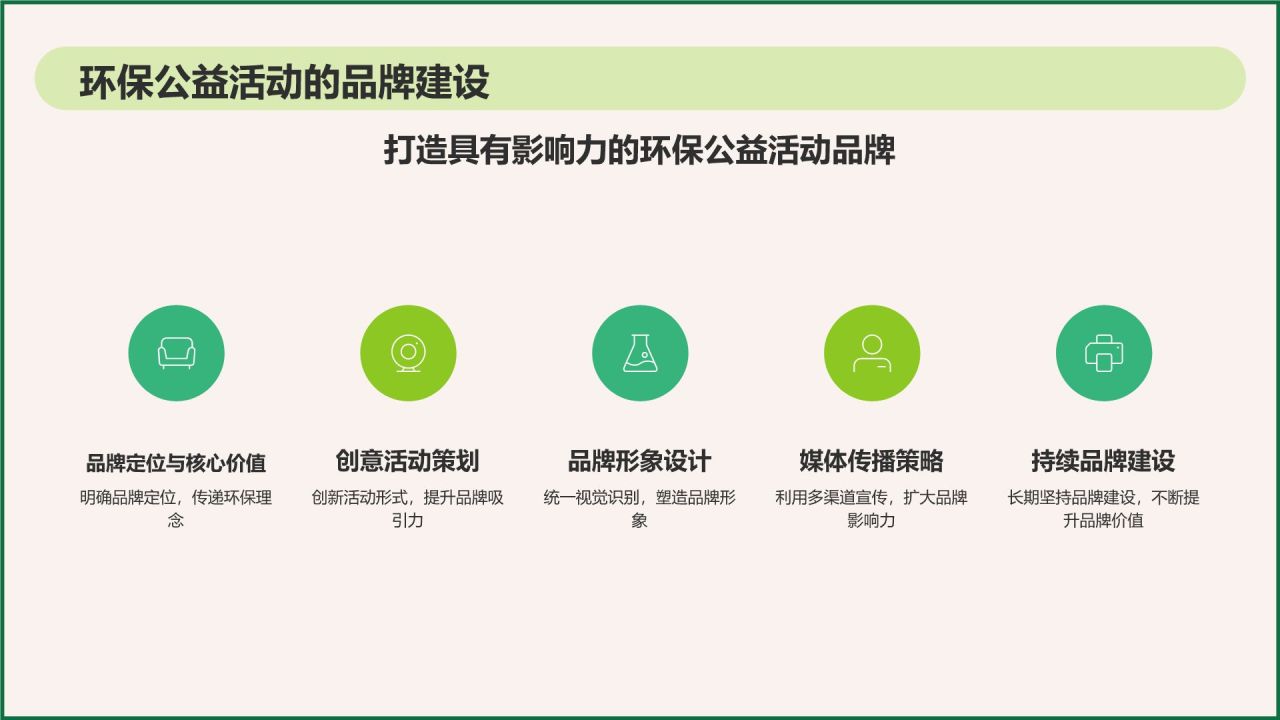 绿色插画风环保公益会议活动流程PPT模板