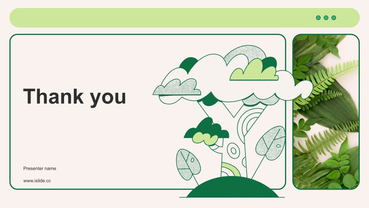 绿色插画风环保公益会议活动流程PPT模板