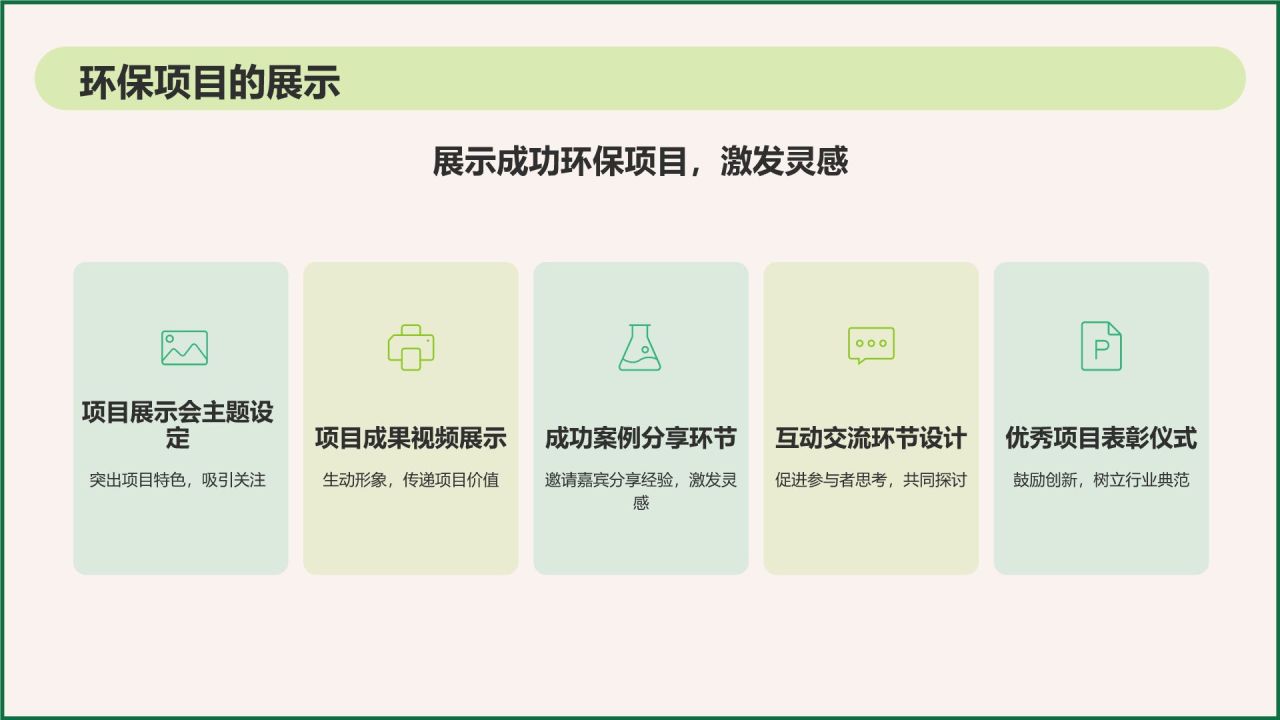 绿色插画风环保公益会议活动流程PPT模板
