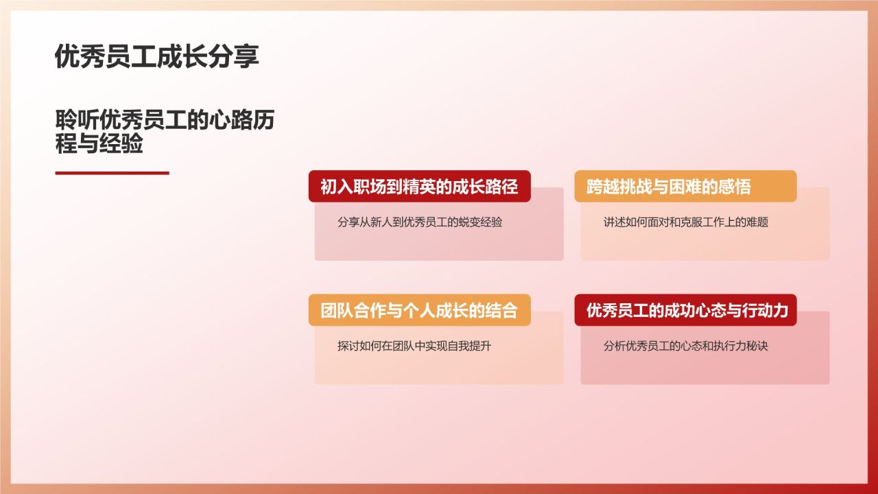 红色渐变风年会表彰PPT模板