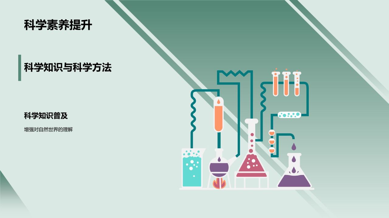 绿色插画风科学实验PPT模板