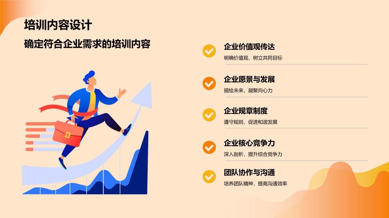 橙色插画风企业文化培训PPT模板