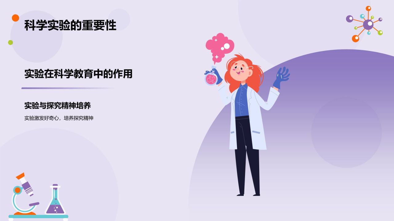 紫色插画风科学实验PPT模板
