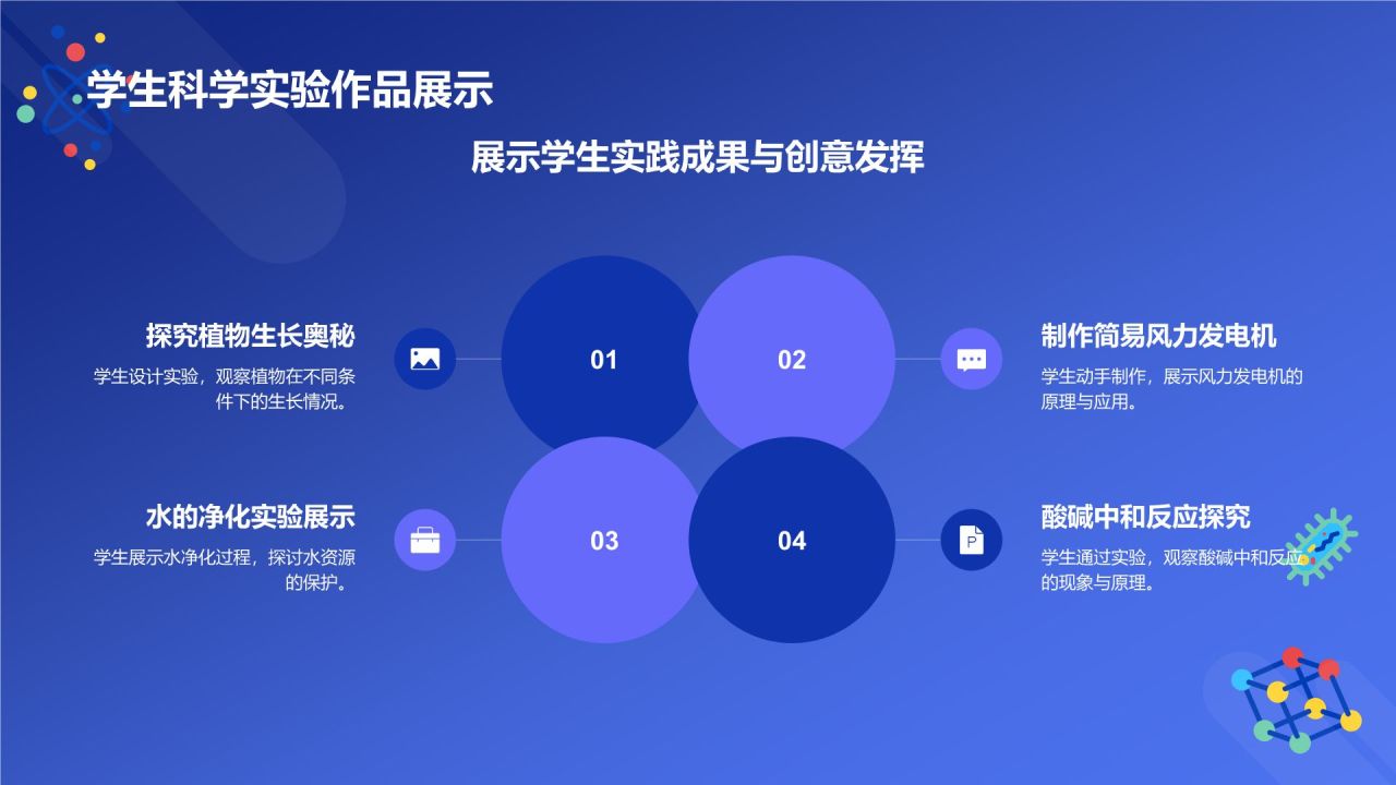 蓝色插画风科学实验PPT模板