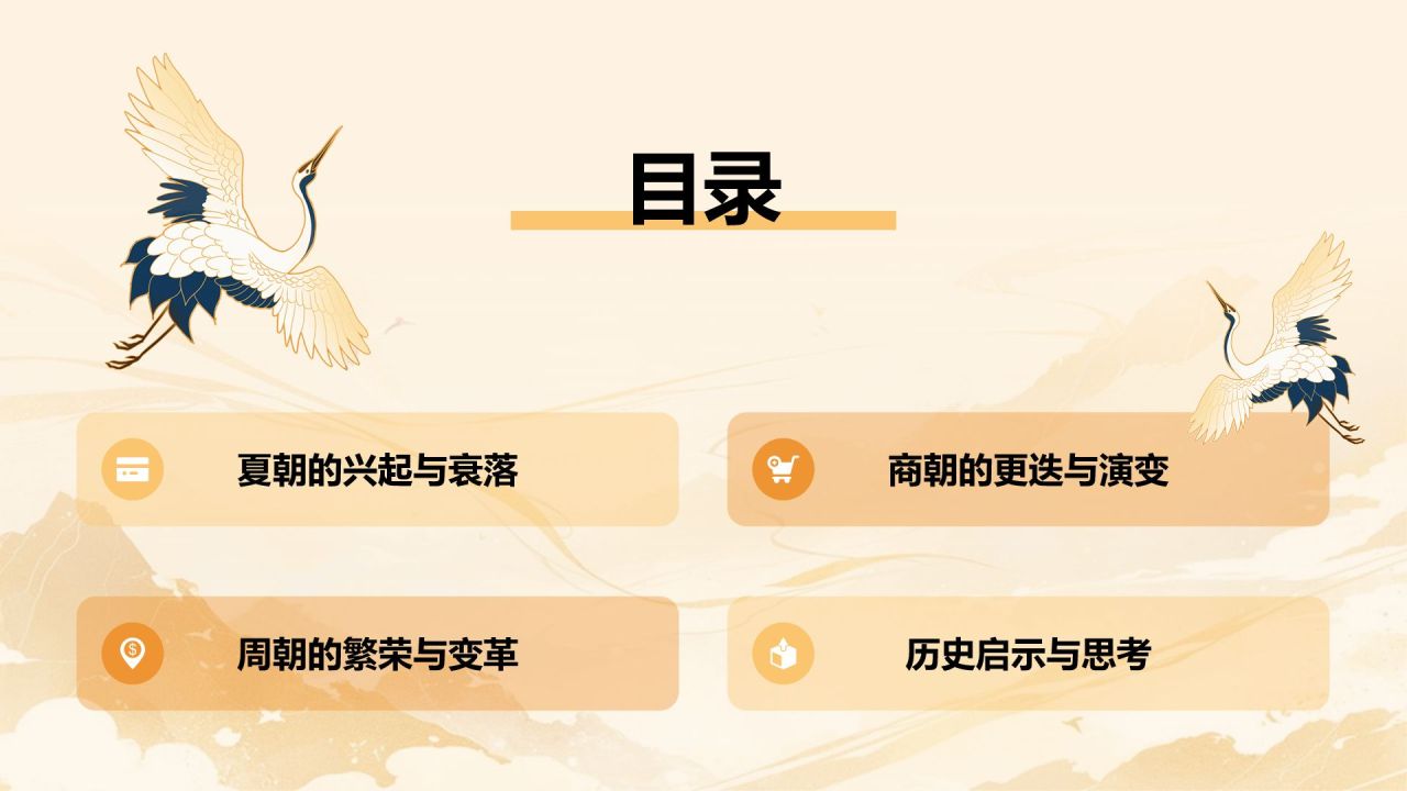 橙色水墨风夏商周的兴亡PPT模板