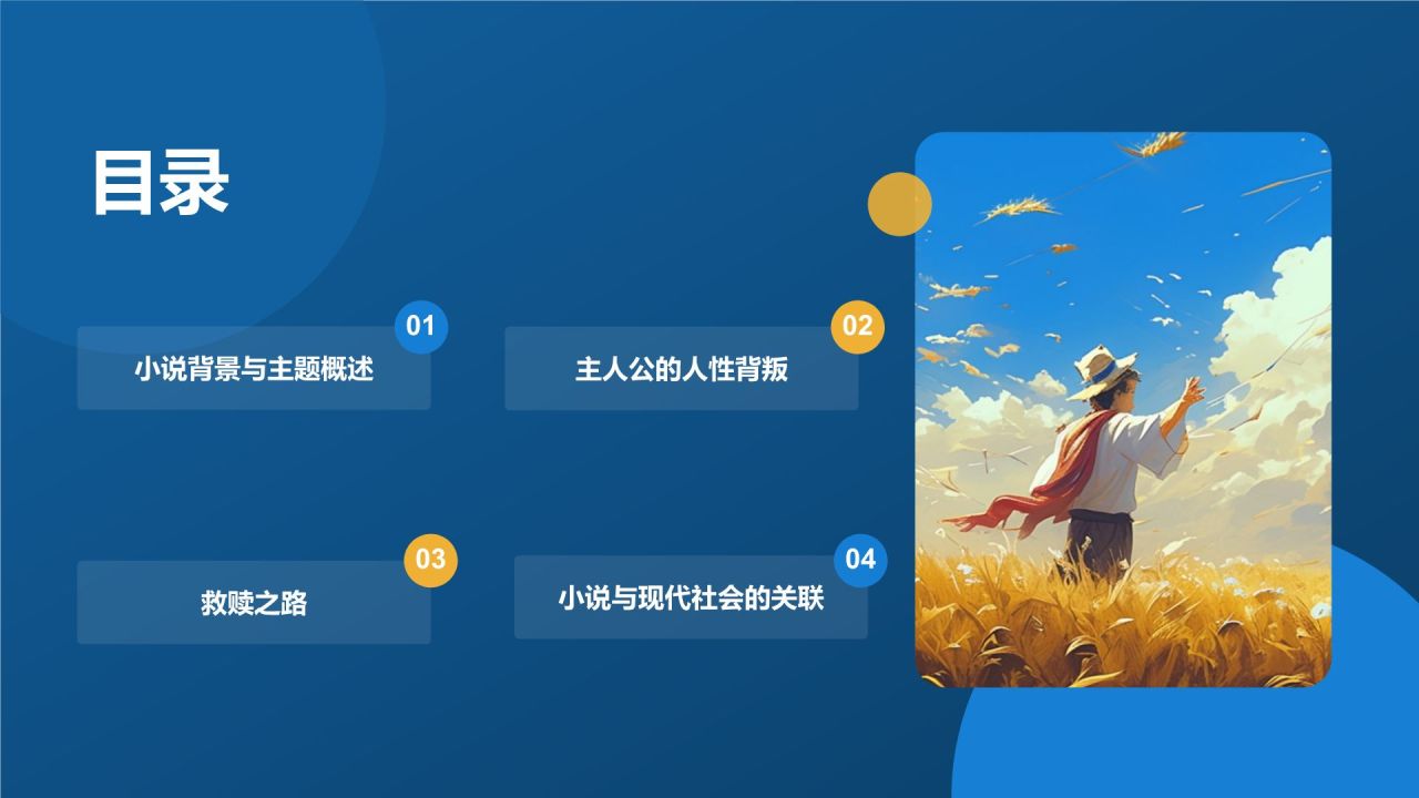 橙色复古风《追风筝的人》读书笔记PPT模板