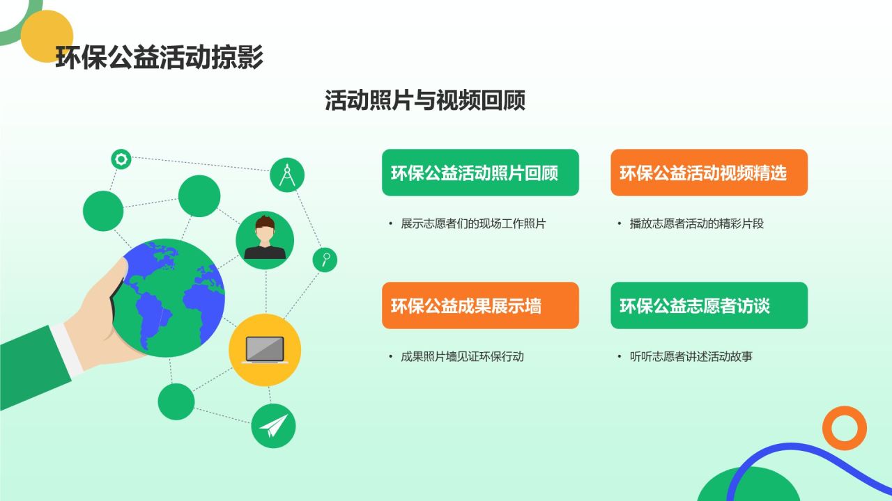 绿色插画风志愿者招募公益宣传PPT模板