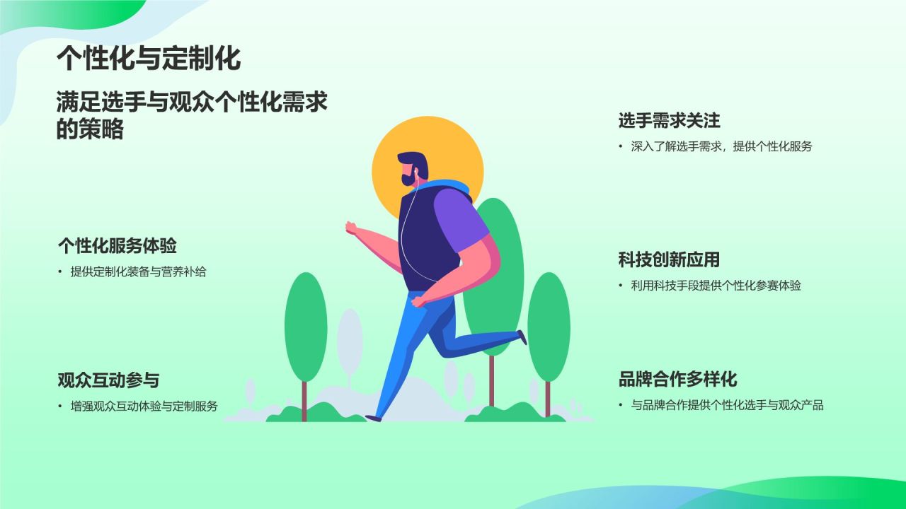 绿色插画风马拉松PPT模板