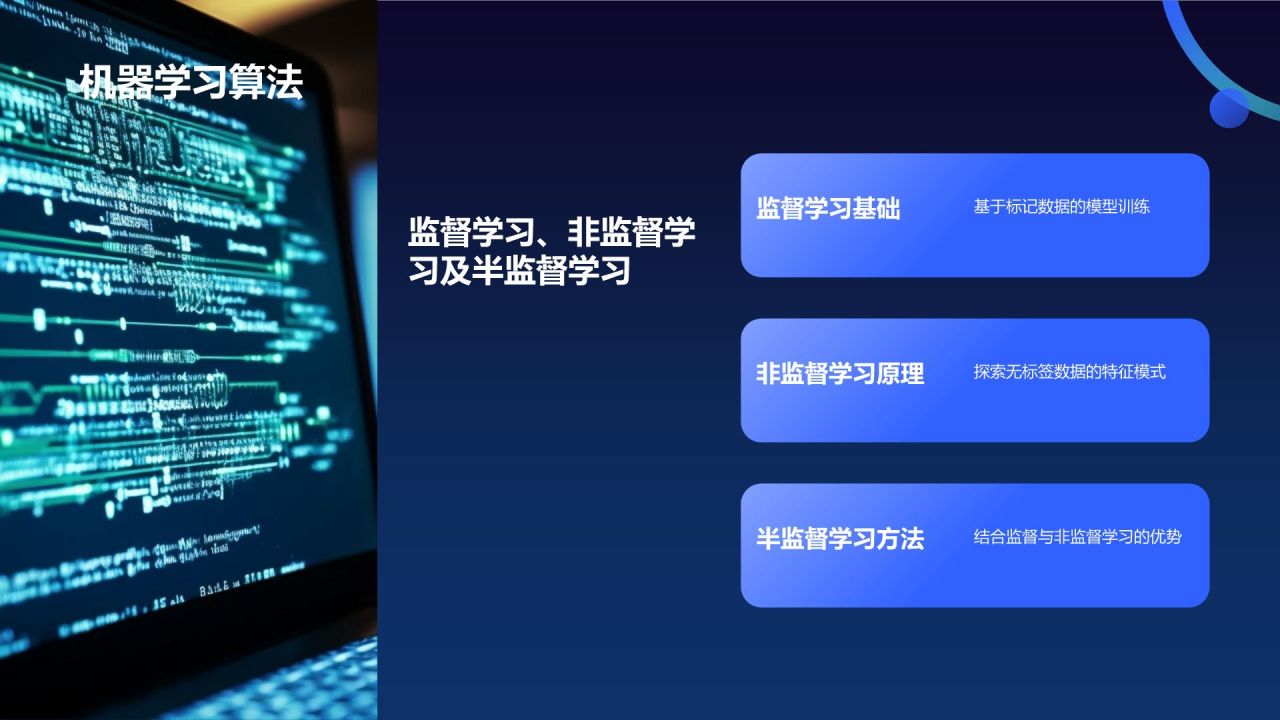 蓝色科技风人工智能理论PPT模板