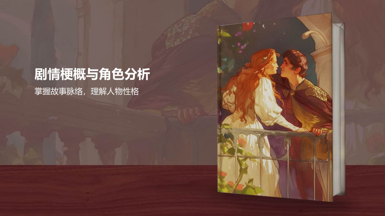 橙色插画风《罗密欧与朱丽叶》读书笔记PPT模板